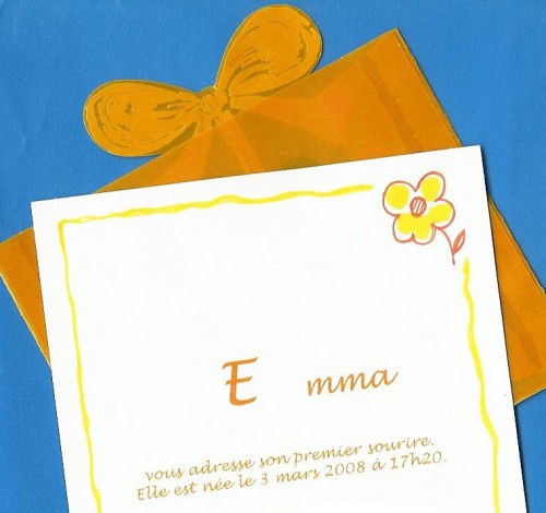 Faire-part de naissance d'Emma 